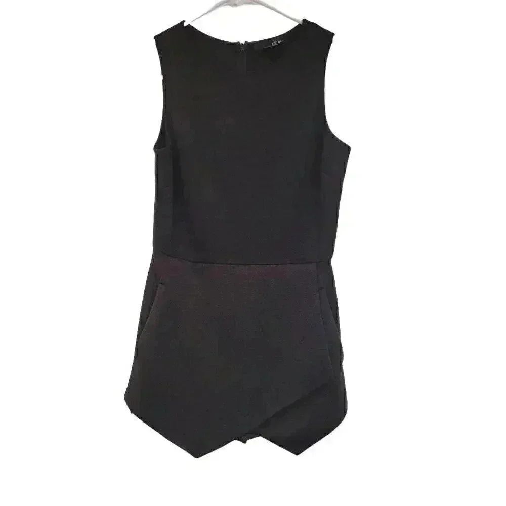 Aqua Women's Black Poly/Spandex Envelope Romper One Pc Shorts/Skort